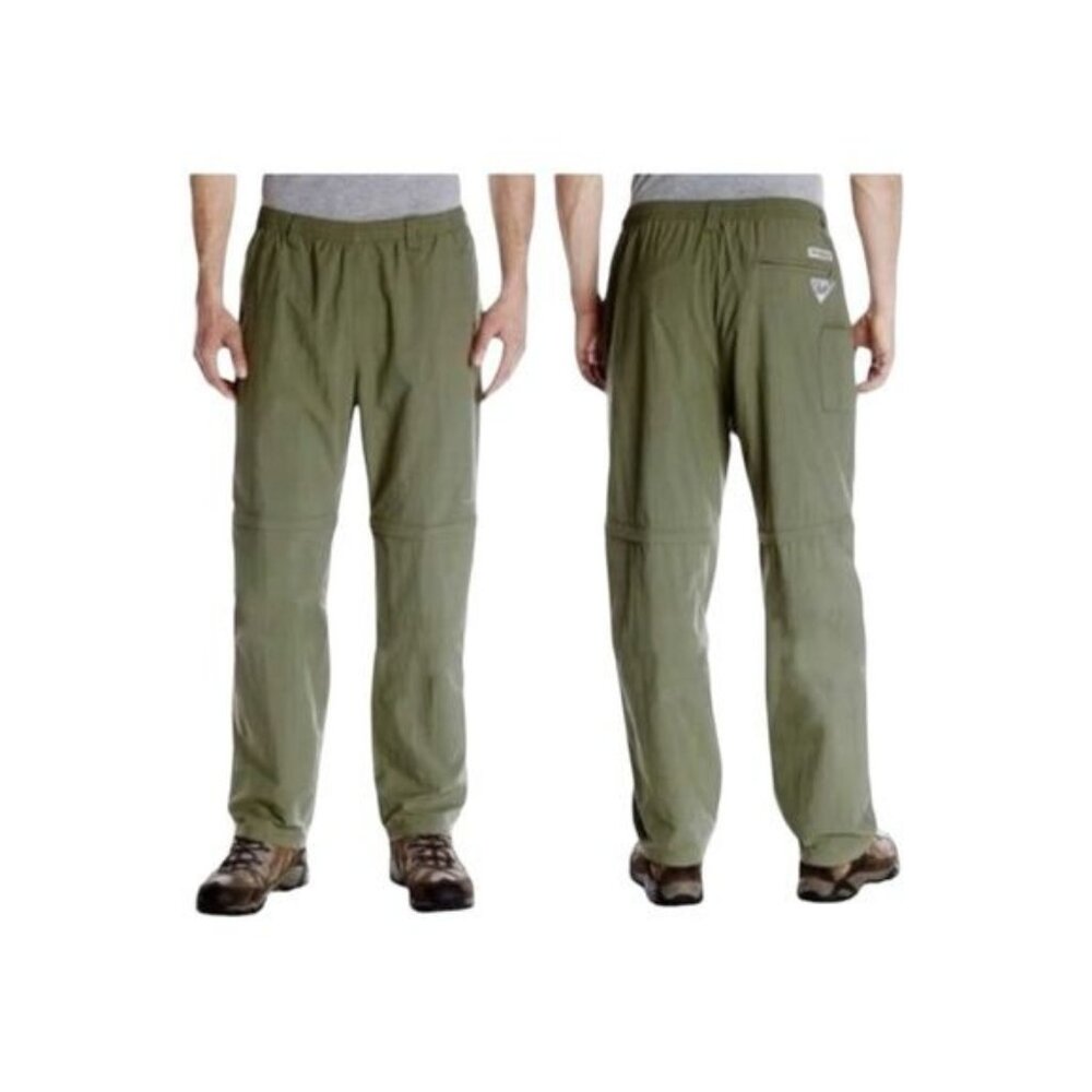 Columbia Mens PFG Convertible Outdoor Performance Pants Gorpcore Hiking Green XL